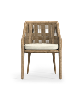 Silla de Comedor de Lujo Estilo Provincial Francés con Respaldo de Ratán, Sillón de Madera de Roble Macizo con Cojín de Lino - Product Image 2