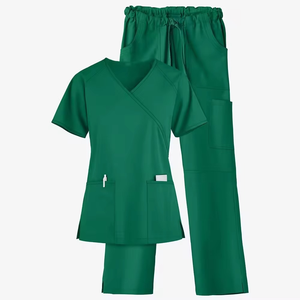 New Custom Hospital <b>Scrub</b> <b>Set</b> for Women Polyester Knitted Plus Size Needle Detection Seamless Fusing Custom Logo Colors OEM - Product Image 4