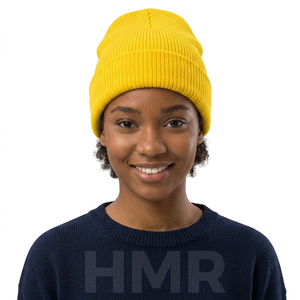 Bonnet unisexe en acrylique HMR Sisterhood Brotherhood, jaune uni, style décontracté pour adultes, 56-58 cm, tricoté à la machine - Product Image 4