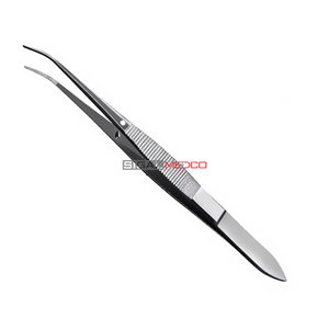 Pinzas Iris Eye para tejido de 4 pulgadas, semicurvas, dentadas, instrumento quirúrgico oftálmico de precisión, de acero inoxidable, reutilizables - Product Image 2