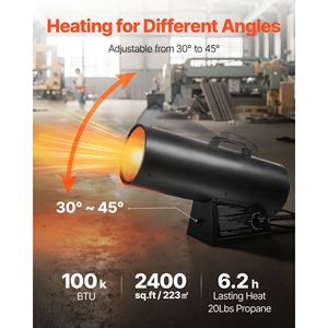 Stufa a Propano Portatile da 100.000 BTU con Aria Forzata, Regolazione Temperatura Continua, Protezione di Sicurezza per Garage/Negozio e Uso Domestico - Product Image 2