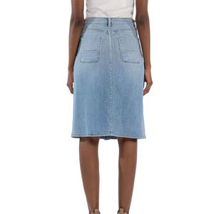 Jupe en jean taille haute élégante pour femme, légère et respirante, idéale pour le printemps et l'été, à porter au quotidien - Product Image 3