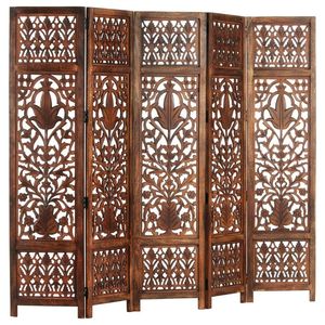 Handcrafted Wooden Foldable Room Divider <b>Screen</b> – Carved Floral Jali Partition Panel for Living Room & <b>Bedroom</b> Privacy Decor - Product Image 1