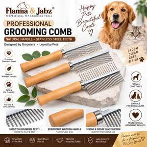 Cepillo de Aseo para Perros de Acero Inoxidable Ecológico con Púas Anguladas y Mango de Madera, Diseño Sencillo, Fácil de Limpiar, para Masaje de Mascotas - Product Image 4