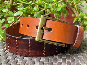 Nuevo elegante e informal hecho a mano de cuero genuino Real cinturón clásico para hombres personalizado grano completo desgastado cinturón de cuero Real para hombres - Product Image 2