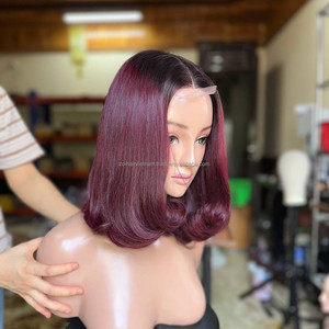 Perruques Lace Front en Cheveux Humains Vierges Vietnamiens Très Demandées, Dentelle Transparente pour Perruques Bob HD Sans Colle, Lisses et Soyeuses, Style Libre - Product Image 1