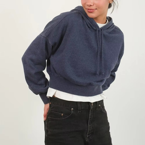 Sudadera con capucha para mujer, oversize, de invierno, tejida, lisa, con hombros caídos, lavado frontal, estilo streetwear, personalizada, venta al por mayor de fábrica - Product Image 1