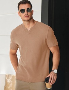 Camiseta de punto gofrado con logotipo personalizado, mezcla de algodón suave, ropa de moda de fábrica - Product Image 3