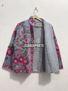 Hand Embroidered Floral <b>Velvet</b> Bomber <b>Jacket</b> Sheep Skin Lined Mandarin Collar Full Sleeve <b>Women's</b> Autumn Winter Spring Outerwear - Product Image 2