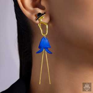 PRAO Anti-Tarnish Blue Lady Danglers Pendientes colgantes finos elegantes para mujer - Product Image 2