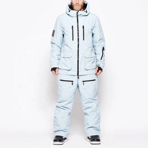 Unisex One Piece Ski <b>Suit</b> Light Blue Reflective Printed Polyester/Nylon Waterproof 10,000mm Windproof Snowboard Jumpsuit <b>Snow</b> - Product Image 2