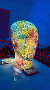 โคมไฟตั้งโต๊ะโมเสค Man Skull ที่ไม่ซ้ําใคร โคมไฟตั้งโต๊ะโมเสกคุณภาพเยี่ยม โคมไฟตั้งโต๊ะโบราณ ผลิตในอินเดีย - Product Image 3