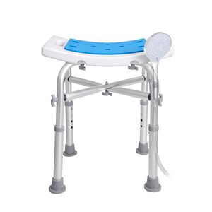 Sedia da doccia portatile regolabile in altezza con barra di supporto e superficie antiscivolo - Product Image 2