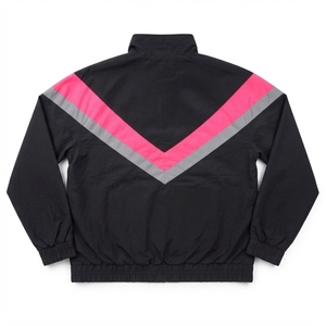 Custom Sorority Windbreaker <b>Jacket</b> Black <b>Pink</b> Chevron Embroidered Greek Letter Logo Full Zip Fraternity Apparel OEM ODM - Product Image 2