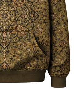 Sudadera con Capucha para Mujer, Estampado Floral Vintage Marrón Oliva, Felpa de Algodón, Estilo Casual, Fabricante Personalizado, Proveedor Mayorista de Ropa - Product Image 6