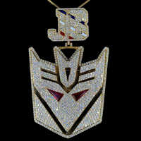 Pendentif Transformers surdimensionné et glacé de style hip-hop avec diamant moissanite, argent 925 plaqué or, bijoux distinctifs