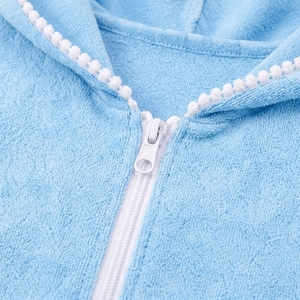Nouvelle robe de bain à capuche personnalisée pour filles, 100% polyester, séchage rapide, mini, mignonne, fermeture éclair sur le devant, sans manches, ourlet à volants, plage, piscine - Product Image 5