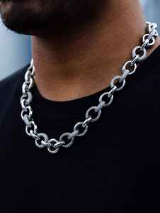 Collar de Cadena Cubana con Eslabones en O de Plata 925 Chapada en Oro con Diamantes de Moissanita, Joyería Personalizada Estilo Hip Hop para Raperos y Fiestas - Product Image 3