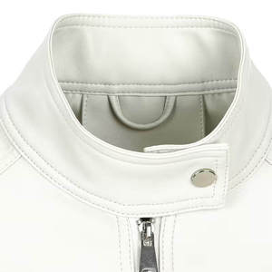Chaqueta Bomber de Mujer, Negra, de Cuero Vacuno Genuino, Transpirable, Ecológica, Resistente al Viento, 340g, Cuello Mao, Cierre de Cremallera, Estilo Varsity, Casual - Product Image 2
