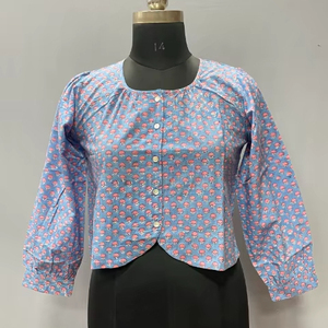Cotton Hand Block Printed Top for Women | Casual Summer Wear Comfort Fit Everyday Fashion Tops - Product Image 1