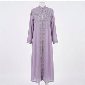 Ensemble Abaya Longue Élégante et Décontractée d'Été à Col Ouvert pour Événements Spéciaux, Robe Musulmane Modeste pour Femmes avec Perles - Product Image 1