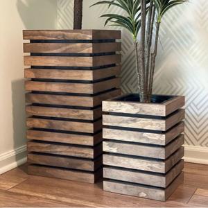 Jarrones para Decoración de Sala de Estar, Macetas de Madera Hechas a Mano de Alta Calidad, Jarrones para Decoración de Jardín, Maceta de Madera de Mango - Product Image 1