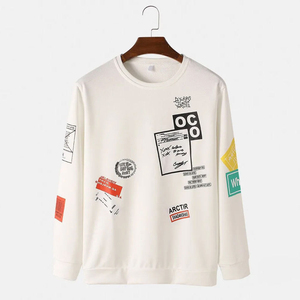 Sweat-shirt à col rond pour homme, couleurs personnalisées, broderie, imprimé, patchwork, coupe classique, décontracté, pour le printemps, 100% coton - Product Image 1