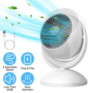 Ventilatore da Tavolo Portatile Ricaricabile a 4 Velocità con Testa Inclinabile a 360 Gradi, Rotazione Automatica e Clip, Circolatore d'Aria Silenzioso - Product Image 1