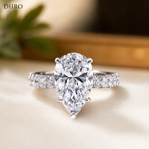 Pear Cut <b>Moissanite</b> Engagement Ring 18K White Gold Plated Prong Setting Classic Women's Wedding Band <b>Jewelry</b> - Product Image 1