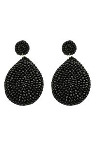 Pendientes de cuentas de forma redonda de estilo clásico Bordado negro El mejor color para mujeres Fiestas con cuentas de arroz Redondeadas Negro - Product Image 6