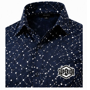 Chemise de week-end élégante pour homme avec imprimé tendance, en tissu mélange de coton doux et design graphique moderne, coupe classique - Product Image 3