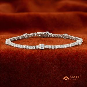 สร้อยข้อมือเทนนิสประดับมอสซาไนต์สีเงินสำหรับผู้หญิง ดีไซน์โซ่เส้นเล็ก สวยงามทันสมัย เหมาะเป็นของขวัญวันครบรอบแต่งงาน เครื่องประดับหรูหรา สไตล์ใหม่ - Product Image 2