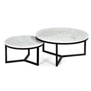 Table d'appoint de luxe en métal avec plateau en marbre blanc, design unique, fabrication artisanale, vente en gros, table basse élégante pour salon - Product Image 1