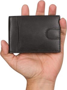 High Quality Short Business Bifold Leather <b>Wallet</b> <b>Metal</b> Clip Custom Logo Low MOQ Multi-Card Capacity Trending Wholesale Option - Product Image 4