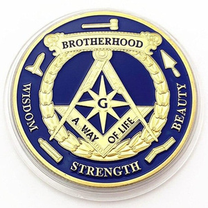 Pièce de monnaie maçonnique de luxe Master Mason, Compas carré de la Fraternité, Pièce de défi de la Loge Bleue G - Product Image 1