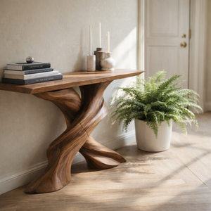 Luxali Eco-Friendly Durable Handmade Natural Solid Saman Wood Modern Farmhouse Living Room <b>Narrow</b> Console <b>Table</b> Home Decor Made - Product Image 5