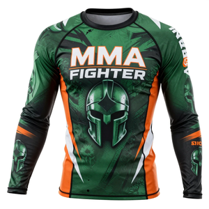 Camiseta de compresión de manga larga para hombre, diseño de luchador de MMA, sublimación, secado rápido, atlética - Product Image 2
