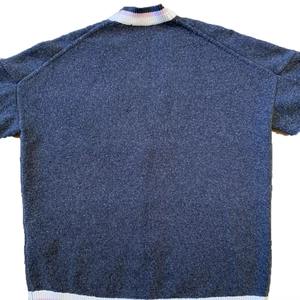 Cardigan en laine/acrylique tricoté haut de gamme bleu à col en V et manches longues pour femme, anti-boulochage, séchage rapide, style décontracté, boutonnage avant décontracté - Product Image 2