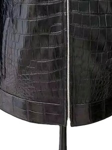 Chaqueta de Cuero PU con Estampado de Cocodrilo para Hombre, con Cuello de Piel, Cierre Frontal con Cremallera, Estilo Motero, Gruesa, Resistente al Viento, para Invierno - Product Image 2
