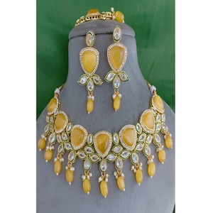 ชุดสร้อยคอชุบทองสวยงามต่างหูและ Tikka สำหรับผู้หญิงเครื่องประดับออกแบบสำหรับงานแต่งงานและงานปาร์ตี้ - Product Image 2