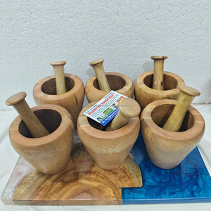 Ensemble mortier et pilon de luxe en bois, presse-ail et broyeur en bois, grand format, au meilleur prix - Product Image 6