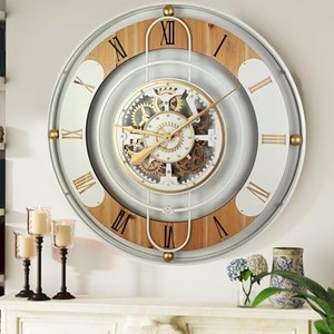 Horloge murale à engrenages en bois de Sheesham Aqdus Saleem avec chiffres en laiton - Vente en gros - Product Image 2