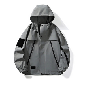 Men's Hooded Waterproof Windbreaker <b>Jacket</b> Solid Color Zipper Closure Casual Outdoor Wear Green Red Blue Light Blue - Product Image 6