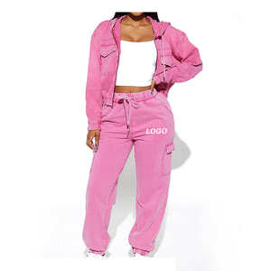 Prix d'usine, logo personnalisé, ensemble de survêtement d'hiver écologique pour femmes, vente chaude, service OEM décontracté - Product Image 2