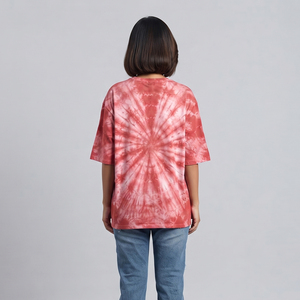 Camiseta de algodón para mujer, efecto desgastado, cuello redondo, corte holgado, manga tres cuartos, estilo casual oversize, streetwear, camiseta de verano OEM - Product Image 2