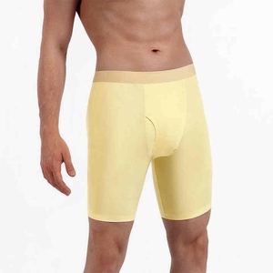Calzoncillos bóxer de cintura media para hombre, amarillos, de algodón tejido, transpirables - Product Image 2