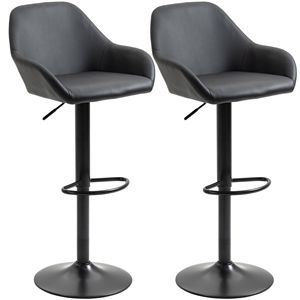 Swivel Bar <b>Stools</b> <b>with</b> <b>Backs</b> and Foot Rest Round Base Soft PU Leather Black Bar Chair for Kitchen Gym-Multifunctional - Product Image 1