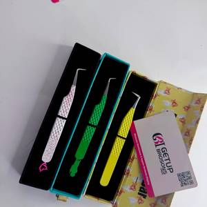 Ensemble de pinces professionnelles pour extensions de cils en gros, logo personnalisé, pinces à volume en acier inoxydable, poignée diamantée pour isolation - Product Image 2