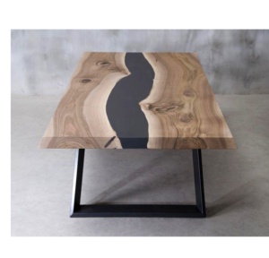 อีพอกซีเรซินไม้สีดำพร้อมขาเหล็กโต๊ะกาแฟและชาสำหรับห้องนั่งเล่นเฟอร์นิเจอร์ที่บ้านหรูหราทันสมัย - Product Image 6