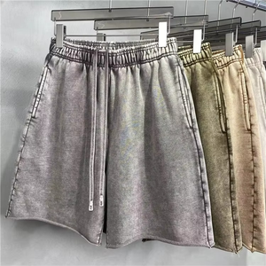 Pantalones Cortos de Mezclilla Vintage para Hombre, 420GSM, Poliéster/Algodón de Alta Densidad, Estilo Urbano, Lavado Ácido, Holgados, Bordados, de Secado Rápido - Product Image 4